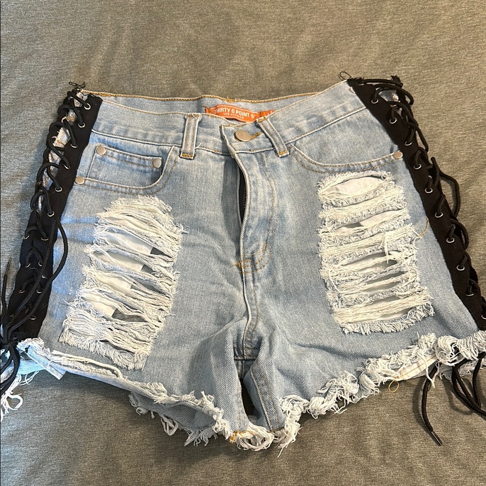 High Rise Distressed Shorts